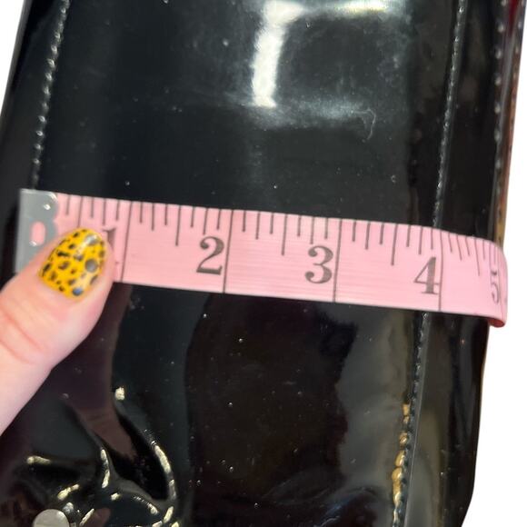 Vtg Tory Burch Perforated Logo Patent Tote Bag Purse Black Career Work Carry All - Picture 6 of 13